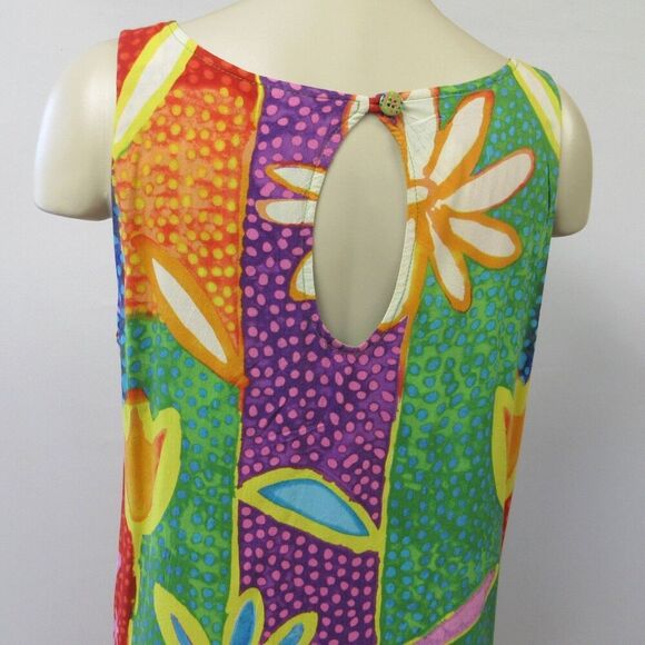 JAMS WORLD Floral Print VINTAGE Dress Sz M Artsy Tropical 90s Made in Hawaii USA - Picture 10 of 15